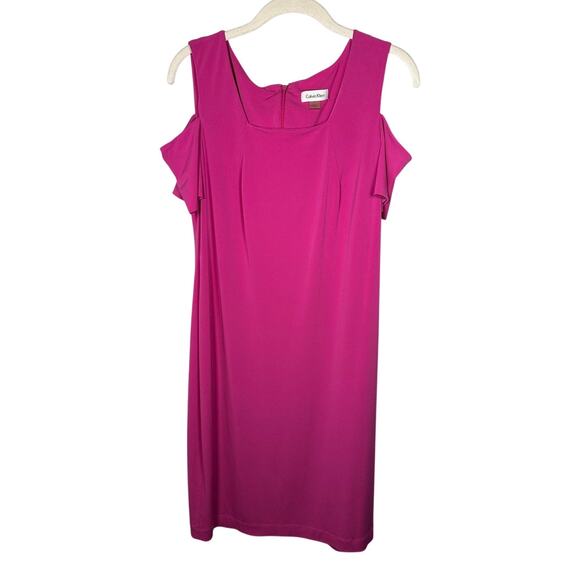 Calvin Klein Pink Cold Shoulder Square Neck Midi Dress Women's 10 - Picture 1 of 5